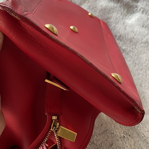 Medium Classic YSL Cabas bag RED w/ twilly scarf - Picture 12 of 16